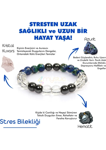 Mystic Energy Stres Doğal Taş Unisex Tılsım Bilekliği