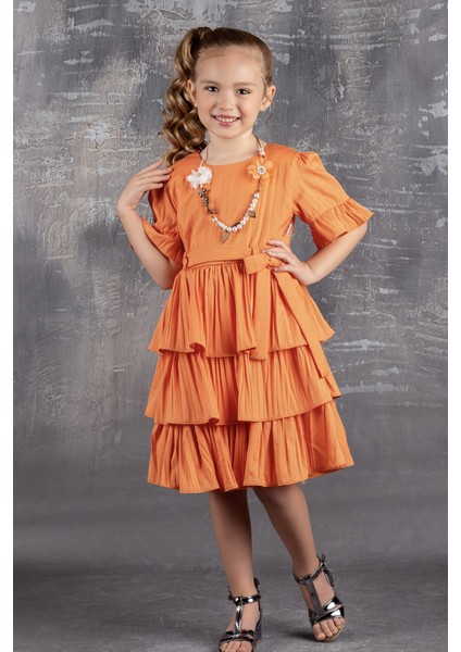 Kolyeli Kat Kat Kız Çocuk Elbisesi fiyatları