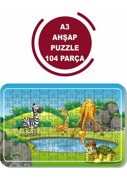 Sevimli Hayvanlar A3 104 Parça Puzzle, Oyuncak, Yapboz