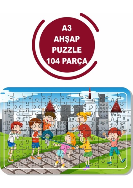 Tatil ve Oyun Zamanı A3 104 Parça Puzzle, Oyuncak, Yapboz