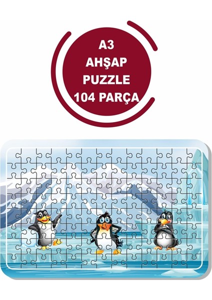 Sevimli Penguenler A3 104 Parça Puzzle, Oyuncak, Yapboz