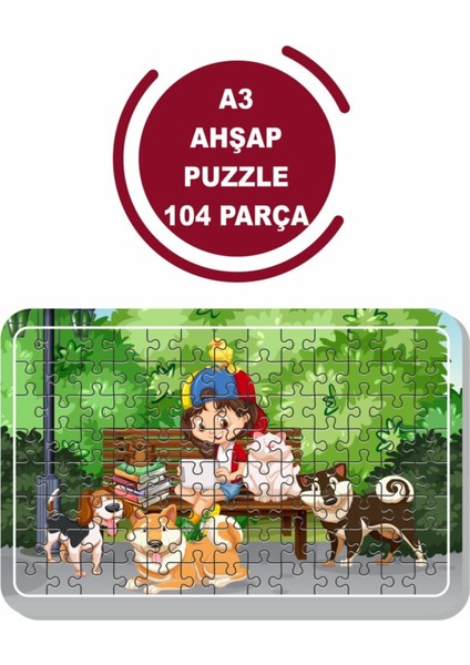 Baskı Atölyesi Sevimli Hayvanlar ve Ben A3 104 Parça Puzzle, Oyuncak, Yapboz