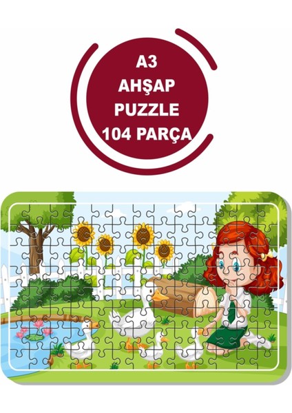 Ördekler ve Ben A3 104 Parça Puzzle, Oyuncak, Yapboz