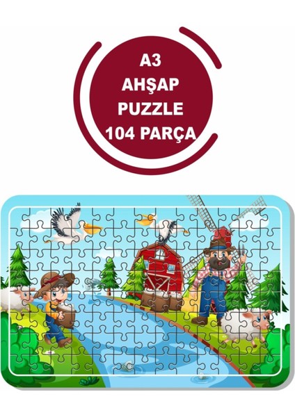 Çiftlikte Hayat A3 104 Parça Puzzle, Oyuncak, Yapboz