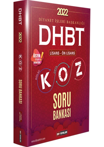 Ddy Yayınları 2022 DHBT Koz Lisans Önlisans Soru Bankası