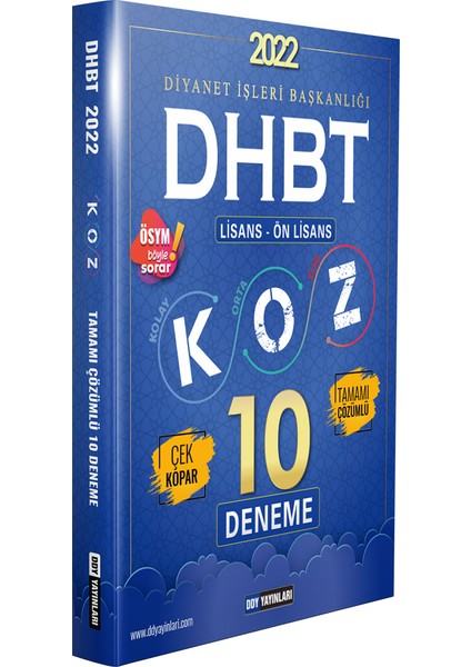 DHBT Koz Lisans Önlisans Tamamı Çözümlü 10 Deneme