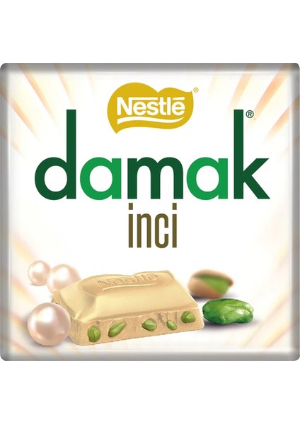 Damak Inci Antep Fıstıklı Beyaz Kare Çikolata 60 gr - X6