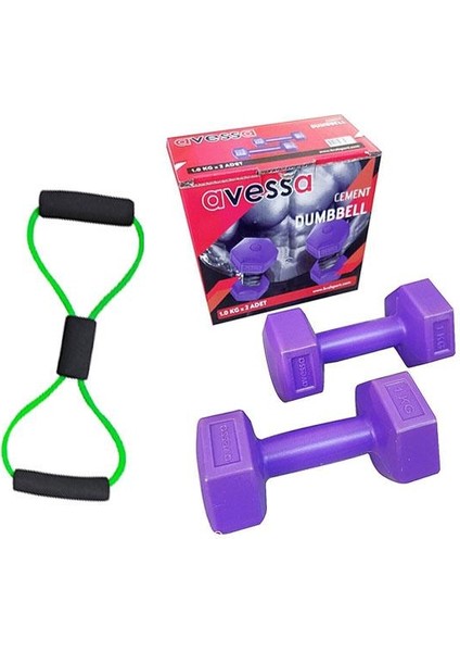 1 kg Dambıl Set & Avessa Ayak-Göğüs Egzersiz Aleti MB-46029