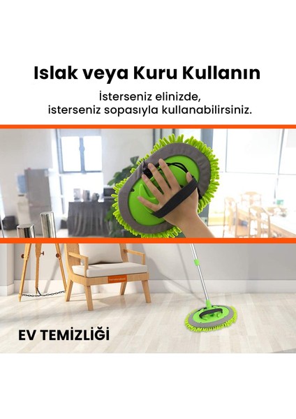 Turuncukoli Duvar Silme Mopu / Tavan Yüzey Silme Paspası/ Şönil Mikrofiber Mop Sprey Üçgen fiyatları