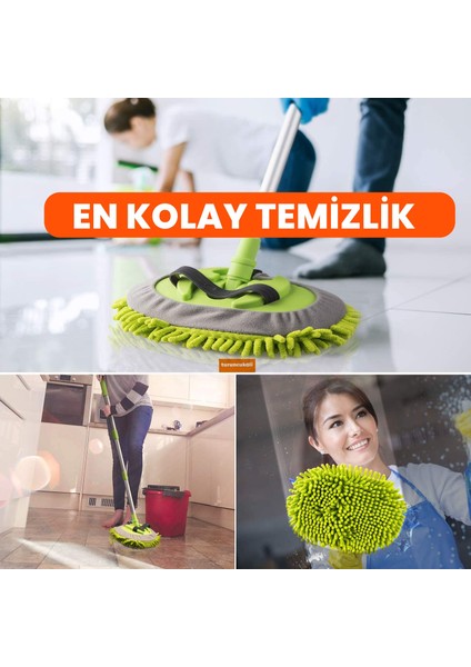 Turuncukoli Duvar Silme Mopu / Tavan Yüzey Silme Paspası/ Şönil Mikrofiber Mop Sprey Üçgen fırsatları