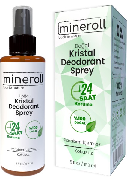 Doğal Kristal Deodorant Sprey 150 ml + Ayak Koku Önleyici Kristal Deodorant Sprey 150ML