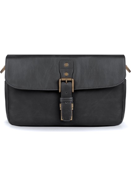 Suni Deri Fotoğraf Makinesi Omuz Çantası - Siyah fiyatları