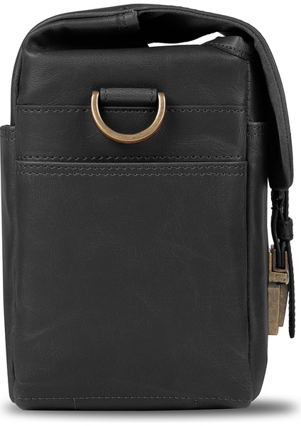 Suni Deri Fotoğraf Makinesi Omuz Çantası - Siyah fırsatları