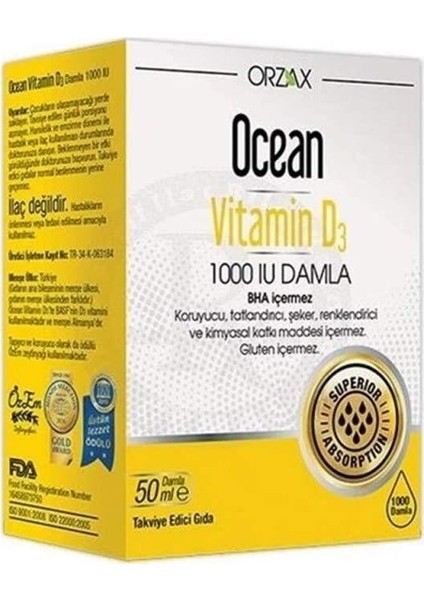 Ocean Vitamin D3 Damla 1000 Iu 50ML