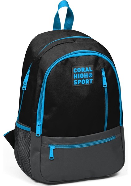 Coral High Sport Siyah Gri Üç Bölmeli Sırt Çantası 23458