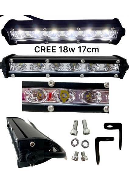 Off Road Barled 18W 6 LED Beyaz Tek Sıra