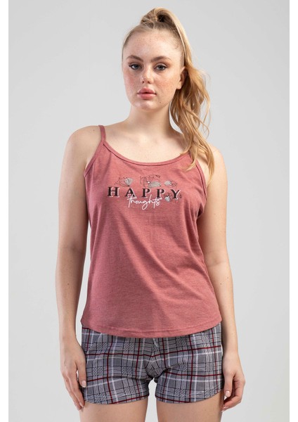 Kadın İp Askılı Şortlu Pijama Takımı