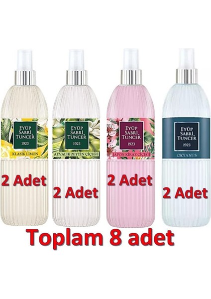 Klasik Limon, Ayvalık Zeytin Çiçeği, Japon Kiraz Çiçeği ve Okyanus 150 ml Sprey Kolonya Toplam 8