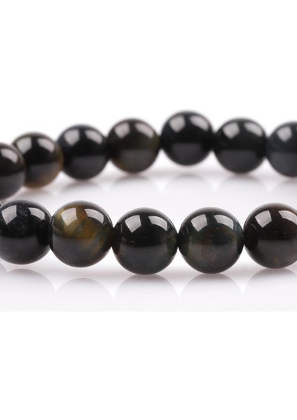 Siyah Kaplan Gözü Doğal Taş Bileklik 8 mm Küre Kesim fiyatları