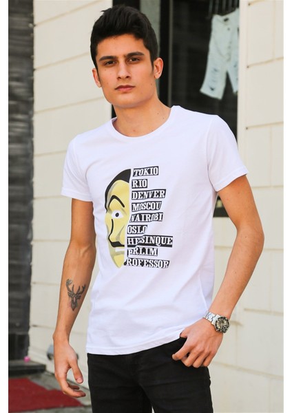 Baskılı Beyaz T-Shirt 4016