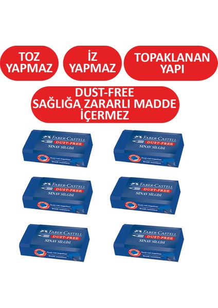 Faber Castell Sınav Silgisi 6lı