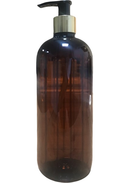 Cam Görünümlü Plastik Amber Şişe Sabunluk Pompalı 500ML