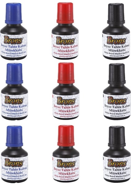 Beyaz Tahta Kalem Mürekkebi 30CC x 9'lu Paket