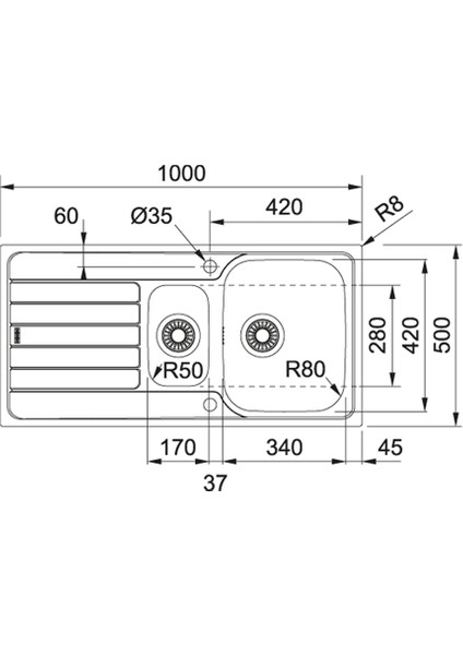Skx 651 Sol Damlalıklı Inox Tezgah Üstü Eviye fiyatları