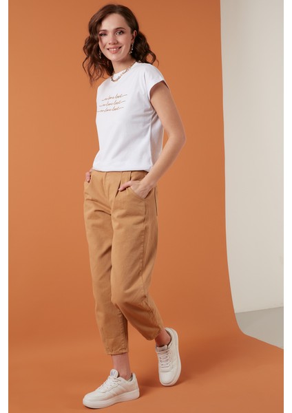 Baskılı Bisiklet Yaka % 100 Pamuk T Shirt Bayan T Shirt 5864217