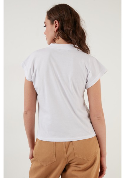 Baskılı Bisiklet Yaka % 100 Pamuk T Shirt Bayan T Shirt 5864217