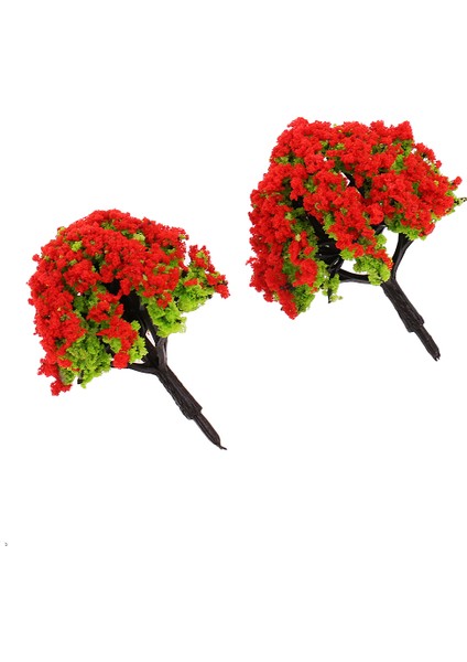 10PC Düzeni Modeli Ağaçları 1: 200 Ölçekli W / Çiçek Yapı Bahçe Aksesuarları # 5 Kırmızı Sarı