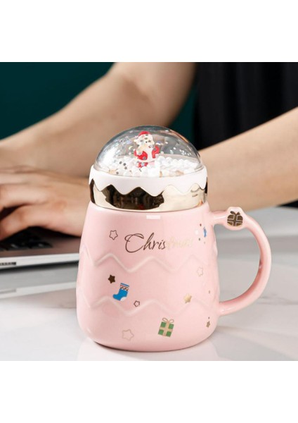 401-500 ml Kahve Kupa Noel Baba Süt Kupası Teacup Kapaklı Yeni Yıl Hediyeler Pembe fırsatları