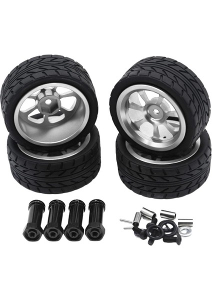 4 Adet 1/14 Rc Araba Lastikleri Lastikler & Tekerlekler Wltoys Için 144001 W / 12MM Hex Gümüş