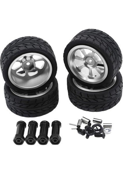 4 Adet 1/14 Rc Araba Lastikleri Lastikler & Tekerlekler Wltoys Için 144001 W / 12MM Hex Gümüş fırsatları