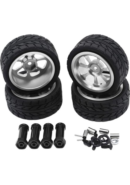 4 Adet 1/14 Rc Araba Lastikleri Lastikler & Tekerlekler Wltoys Için 144001 W / 12MM Hex Gümüş indirimleri