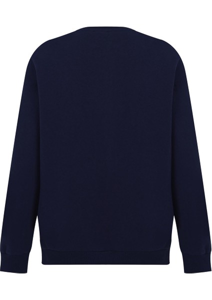 True Regılıon Lacivert Baskılı Bisiklet Yaka Erkek Sweatshirt indirimleri