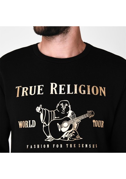 True Regılıon Erkek Bisiklet Yaka Baskılı Siyah Renk Sweat fiyatları