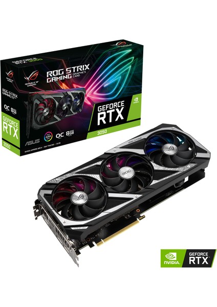 GEFORCE ROG RTX 3050 8GB 128bit GDDR6 1890MHz OC 2xHDMI 3xDP RGB (ROG-STRIX-RTX3050-O8G-GAMING) EKRAN KARTI