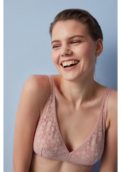 Gül Kurusu Blossom Lace Sütyen