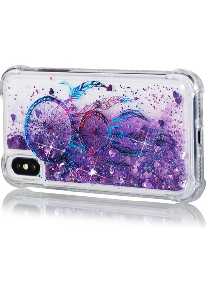 Sıvı Glitter Tozu Quicksand Darbeye Dayanıklı Tpu Cep Telefonu Kılıfı iPhone Xs / x 5.8 Inç - Rüya Catcher (Yurt Dışından)