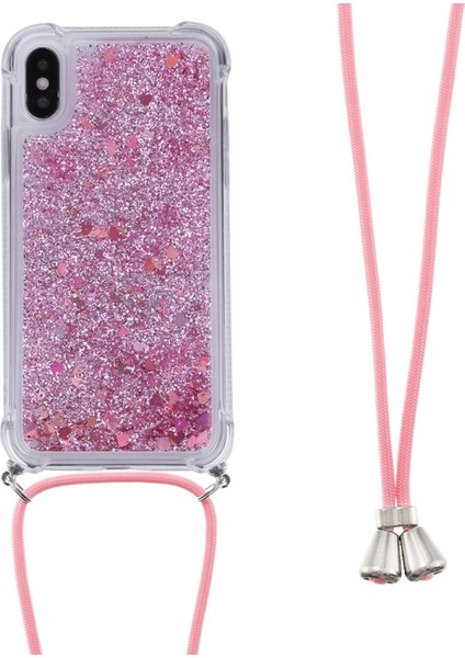 Glitter Quicksand Yumuşak Tpu Telefon Kılıfı Anti-Kayıp Ipi iphone x / Xs - Gül Altın Kalpler (Yurt Dışından) fiyatları