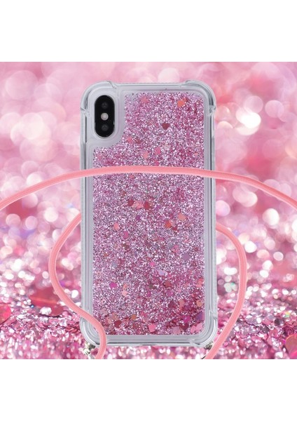 Glitter Quicksand Yumuşak Tpu Telefon Kılıfı Anti-Kayıp Ipi iphone x / Xs - Gül Altın Kalpler (Yurt Dışından) modelleri