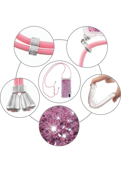 Glitter Quicksand Yumuşak Tpu Telefon Kılıfı Anti-Kayıp Ipi iphone x / Xs - Gül Altın Kalpler (Yurt Dışından) fırsatları