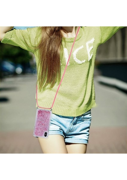 Glitter Quicksand Yumuşak Tpu Telefon Kılıfı Anti-Kayıp Ipi iphone x / Xs - Gül Altın Kalpler (Yurt Dışından) indirimleri