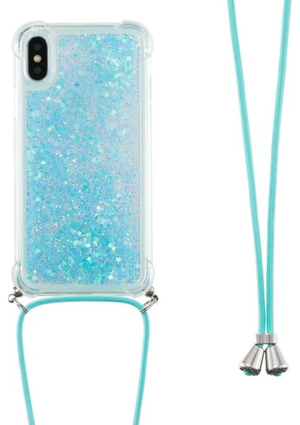 Glitter Quicksand Yumuşak Tpu Telefon Kılıfı Anti-Kayıp Ipi iphone x / Xs - Gümüş Mavi Yıldızlar (Yurt Dışından) fiyatları