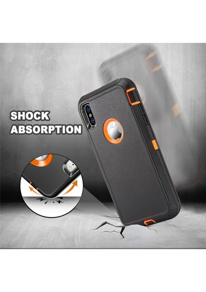 Plastik + Tpe 3-Piece Hibrid Darbeye Damla Geçirmez Toz Geçirmez Telefon Kılıfı iPhone Xs / x 5.8 Inç - Siyah + Turuncu (Yurt Dışından) modelleri