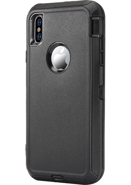 Plastik + Tpe 3 Parçalı Hibrid Darbeye Damla Geçirmez Toz Geçirmez Kılıf iPhone Xs / x 5.8-Inç - Siyah (Yurt Dışından)