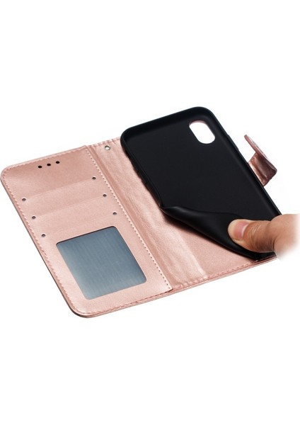 Künye Mandala Çiçek Deri Cüzdan Durumda Telefon Kılıf iphone x / Xs - Gül Altın (Yurt Dışından) fiyatları
