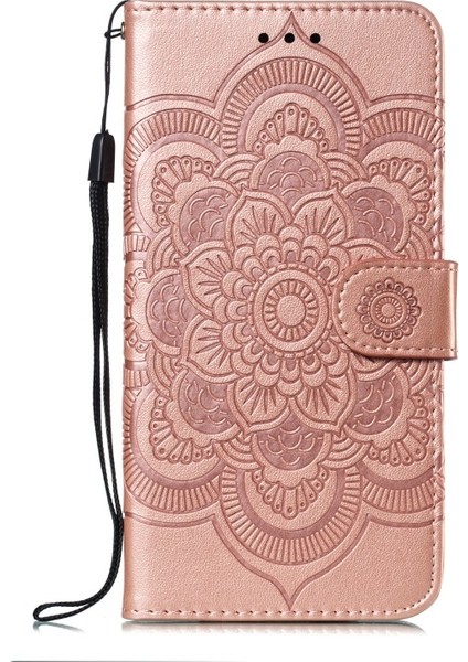 Künye Mandala Çiçek Deri Cüzdan Durumda Telefon Kılıf iphone x / Xs - Gül Altın (Yurt Dışından) fırsatları