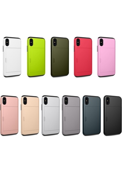 Iphone Xs / x 5.8 Inç Sürgülü Kart Tutucu Pc + Tpu Hibrid Kılıf Kılıfı - Siyah (Yurt Dışından) fiyatları